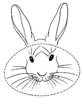 Рис. 7. Схема расположения вибрисс на морде кролика с очерченной пунктиром 'осязательной зоной'