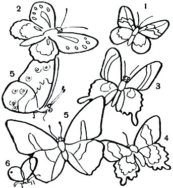 Таблица 45. Дневные бабочки Южной Америки: 1 - белянка Pereute Ieucodrosime; 2-4 - парусники: 2 - Papilio zagreus, 3 - Eurytides lysithous, 4 - Papilio ascanius; 5 - морфида Morpho cypris; 6 - сатир Callitaera pireta